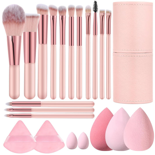Éclat Bio – Ensemble de pinceaux de maquillage de voyage avec éponges