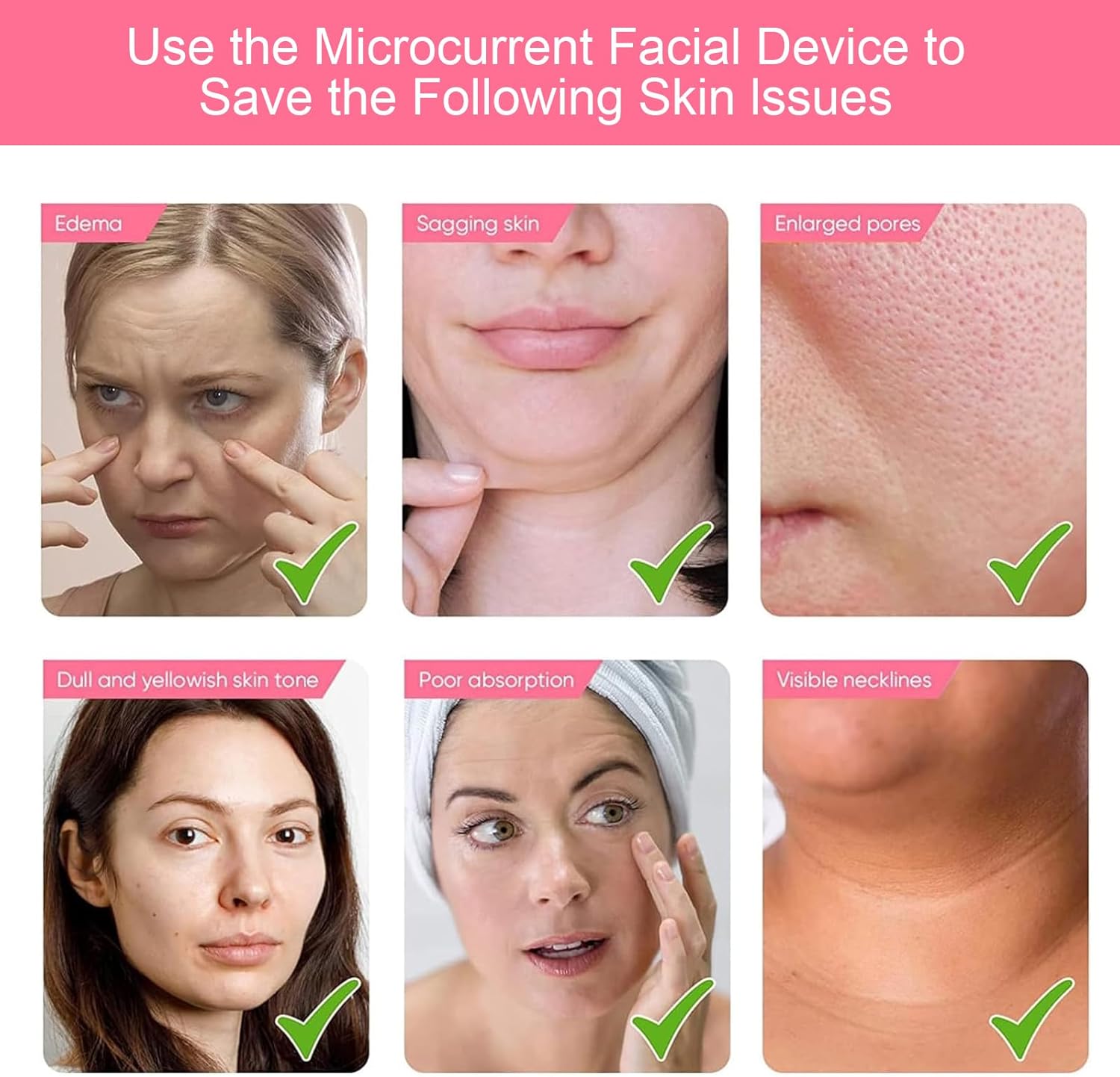 Utilisation de l'appareil facial microcourant Éclat Bio pour résoudre les problèmes de peau tels que l'édème et les pores dilatés.