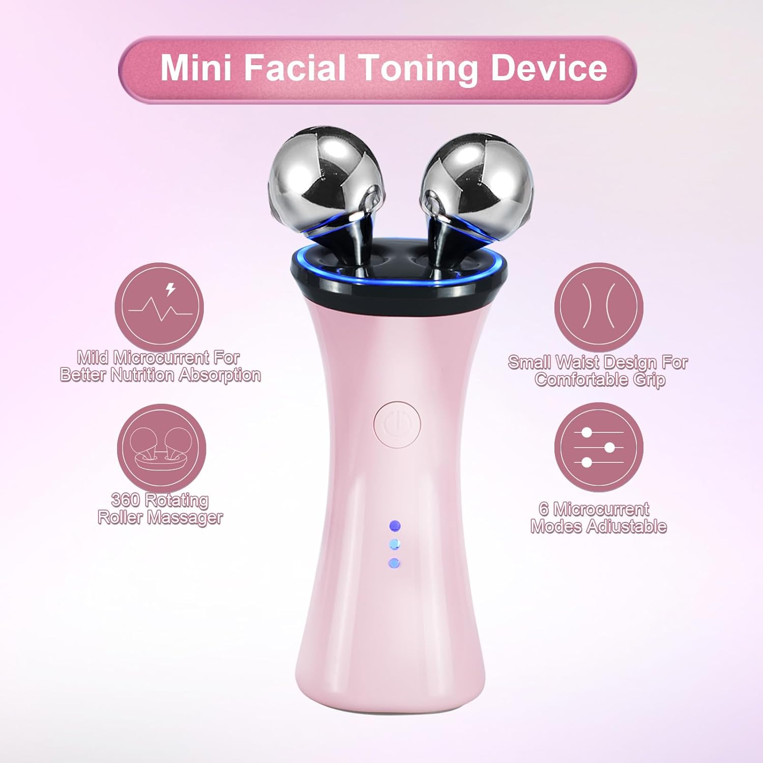Appareil Facial Microcourant Éclat Bio - Dispositif de tonification facial mini avec sphères rotatives et microcourant.