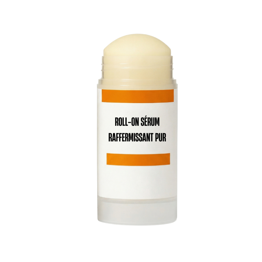 Roll-on sérum raffermissant pur dans un tube élégant pour une peau plus lisse et ferme.