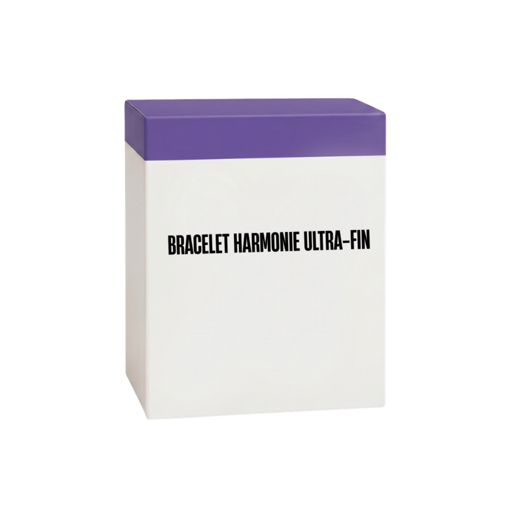 Boîte du Bracelet Harmonie ultra-fin, un accessoire élégant et pratique au design épuré.