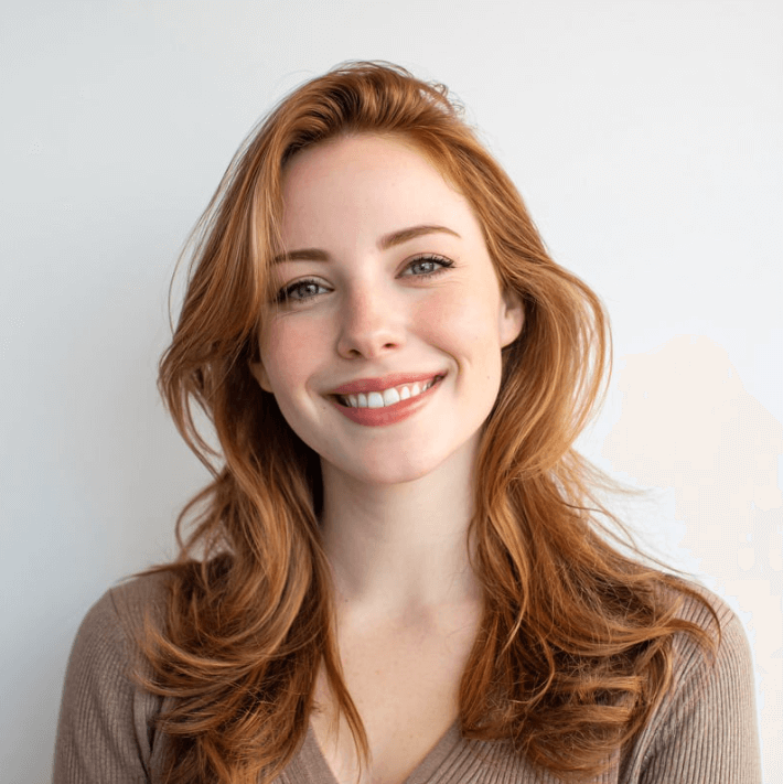 Baume Liftant Instantané - femme souriante avec peau éclatante sur fond clair
