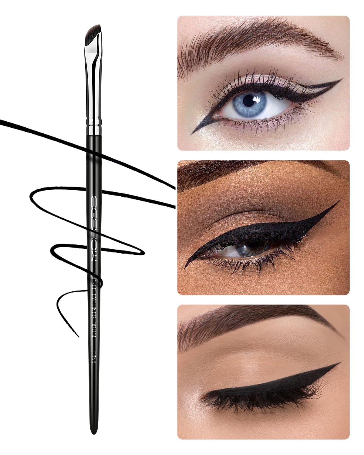 Pinceau maquillage anglé Éclat Bio avec application de maquillage sur les yeux pour un fini professionnel.