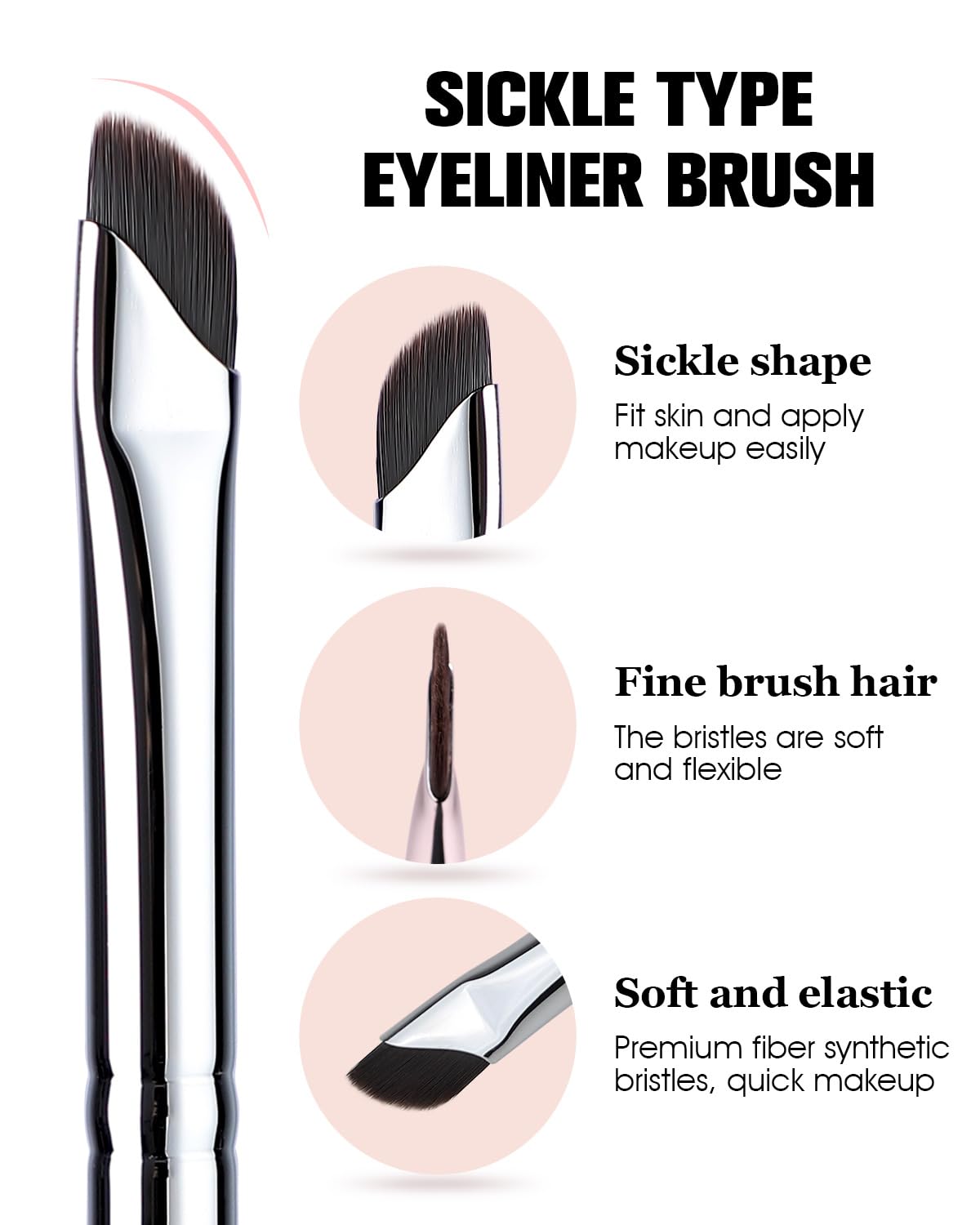 Pinceau maquillage anglé Éclat Bio, pinceau à eyeliner de forme sickle pour application précise.