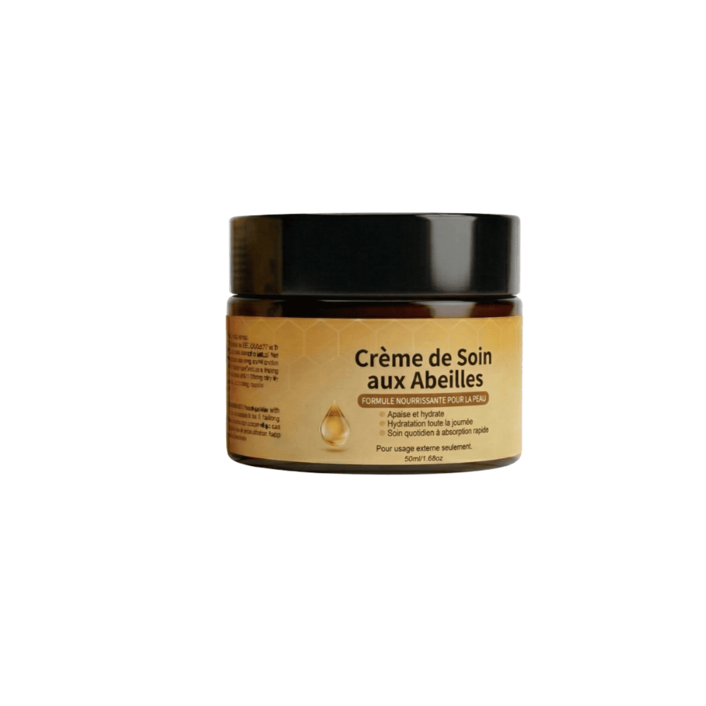 Crème de soin pour les abeilles en pot, formule hydratante pour une peau douce et lisse.