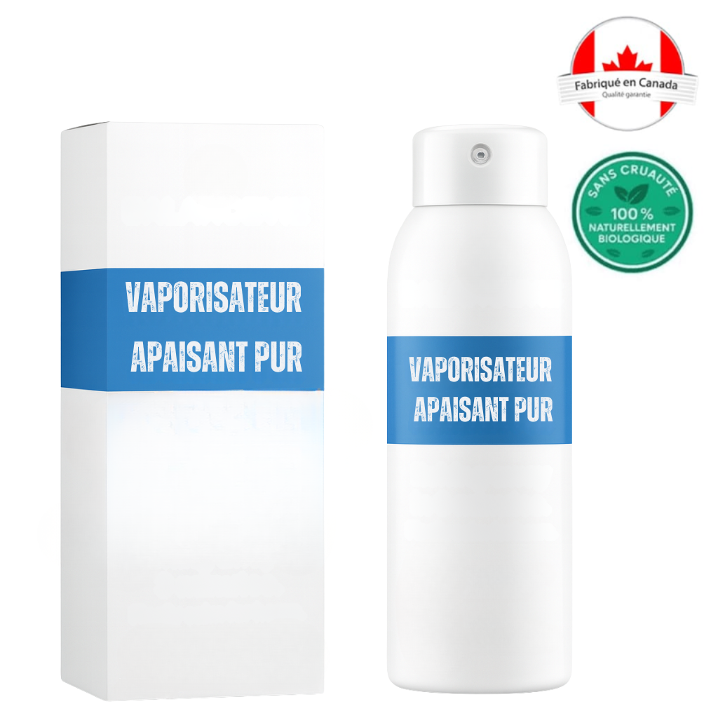 Vaporisateur apaisant pur dans sa boîte, brume beauté rafraîchissante et hydratante.