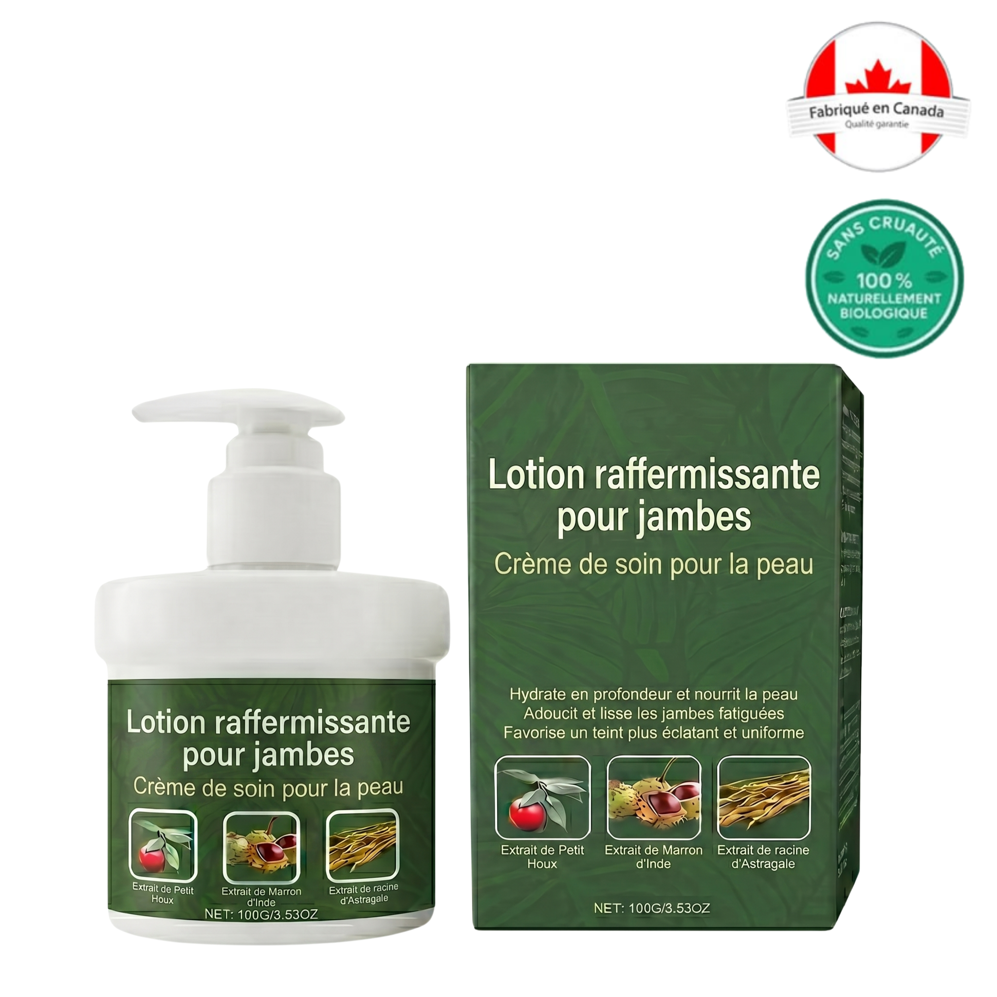 Lotion raffermissante pour jambes, crème de soin pour la peau, hydratation et élasticité pour des jambes tonifiées.