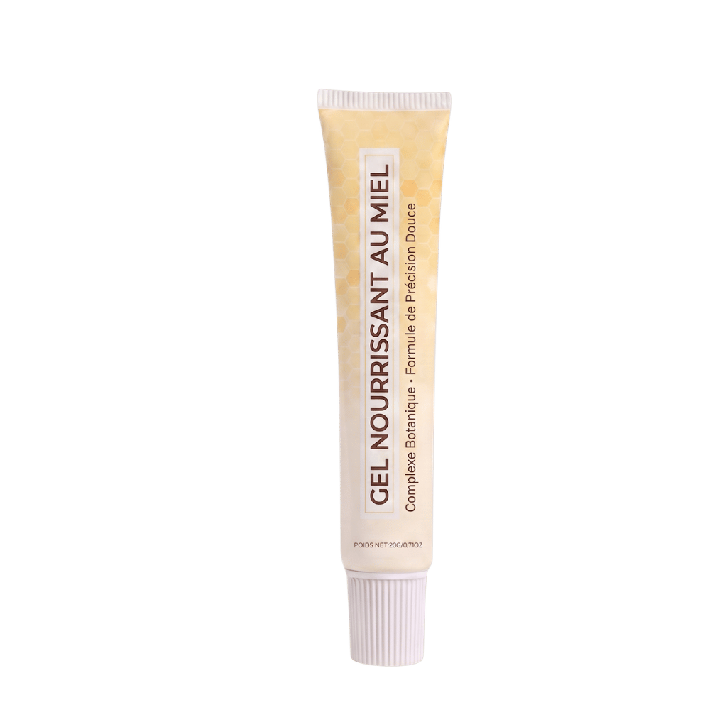 Gel Nourrissant au Miel dans un tube, formule botanique pour une peau douce et hydratée.
