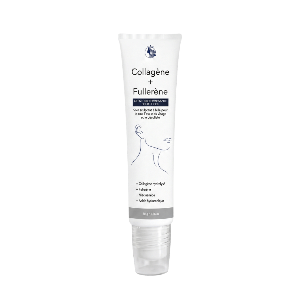 Crème Raffermissante de Luxe pour le Cou en tube, efficace pour une peau plus ferme et hydratée.