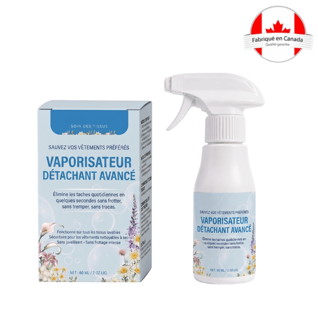Spray émulsifiant pour linge non ionique avancé dans un flacon avec boîte, efficace pour enlever les taches.