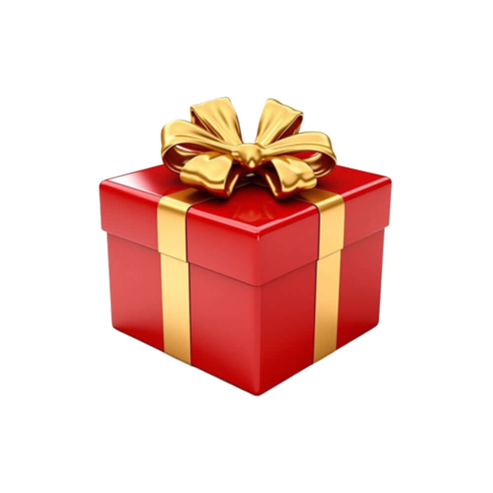 Cadeau mystère qui s'accumule - boîte cadeau rouge avec un ruban doré.