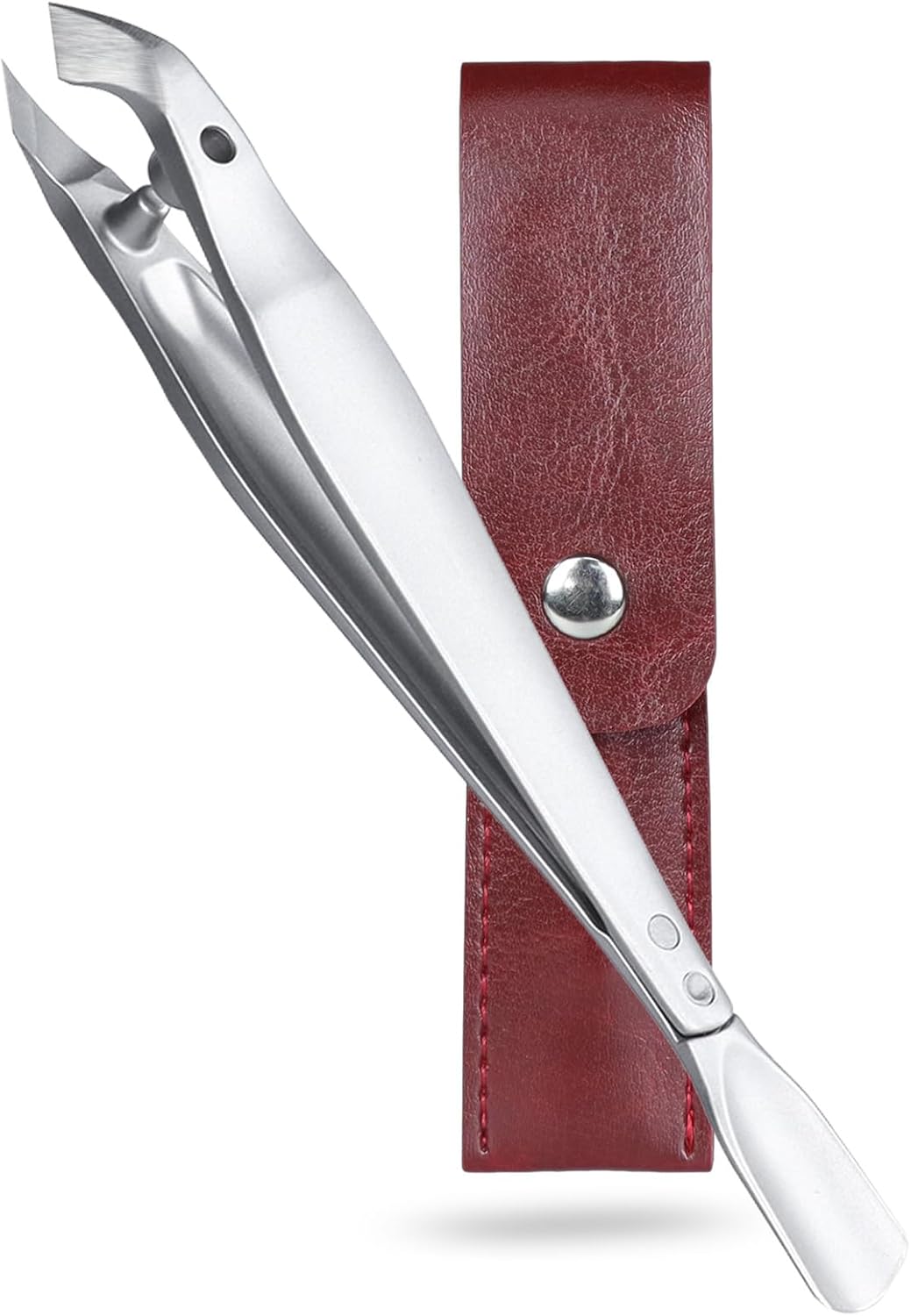 Éclat Bio – Coupe-Cuticules de Précision, outil de manucure en acier inoxydable avec étui en cuir.