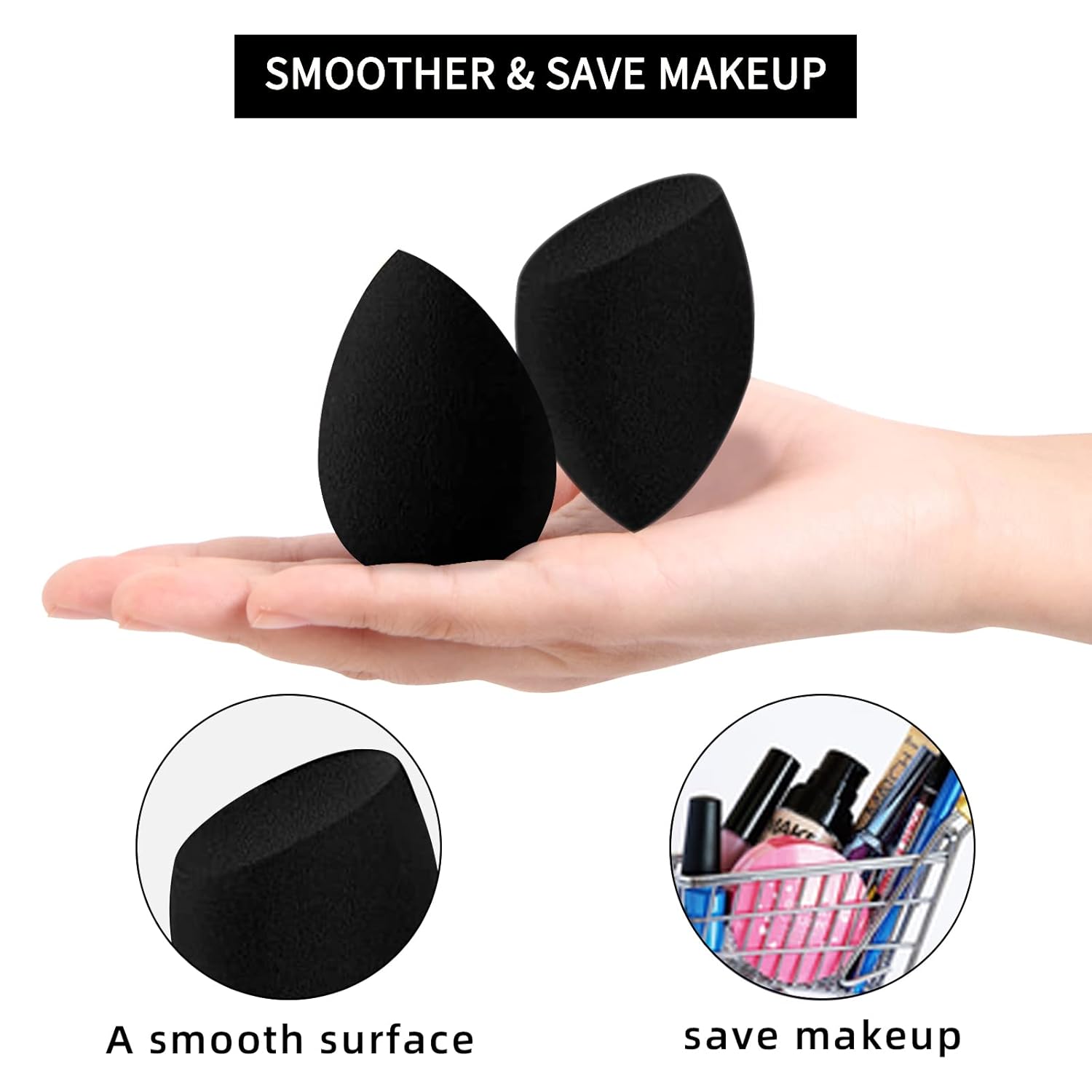 Éclat Bio – Éponge à Maquillage Professionnelle montrant des éponges appliquées sur une main et leur texture douce.