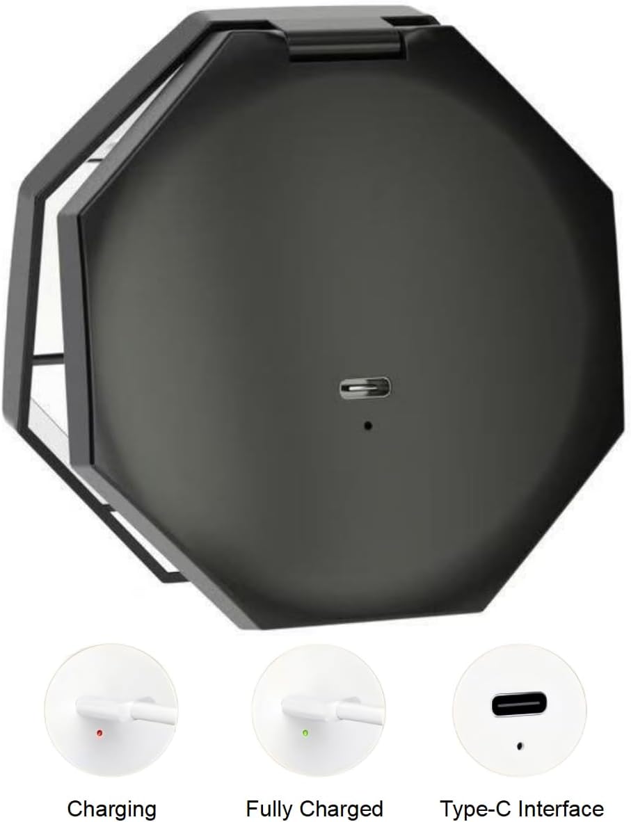 Éclat Bio – Miroir de Poche Rechargeable avec Lumière LED, arrière du miroir compact avec interface Type-C.